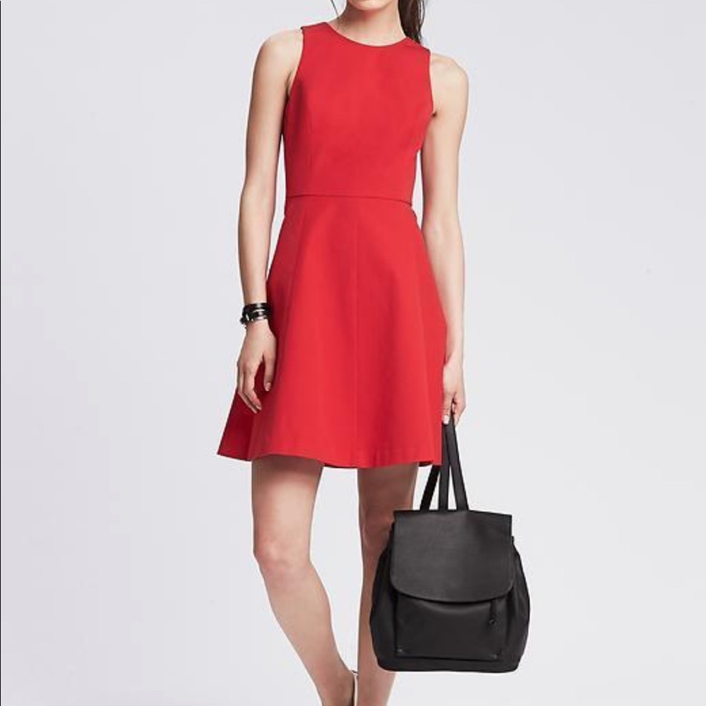 BANANA REPUBLIC RED FLARE DRESS